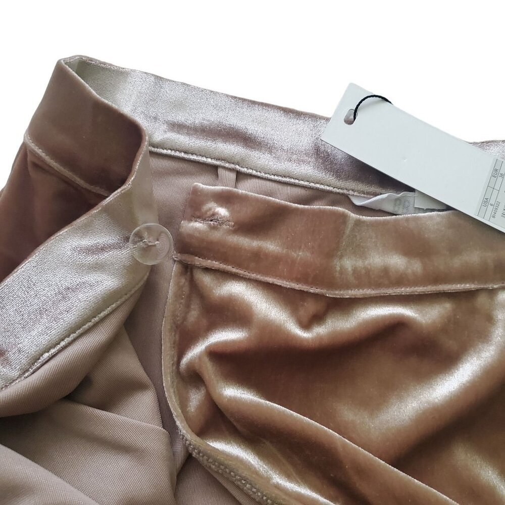 Bb Dakota womens Mini Skirt Size Small Velvet wrap Pale Gold Color Ruffle New - Picture 11 of 16